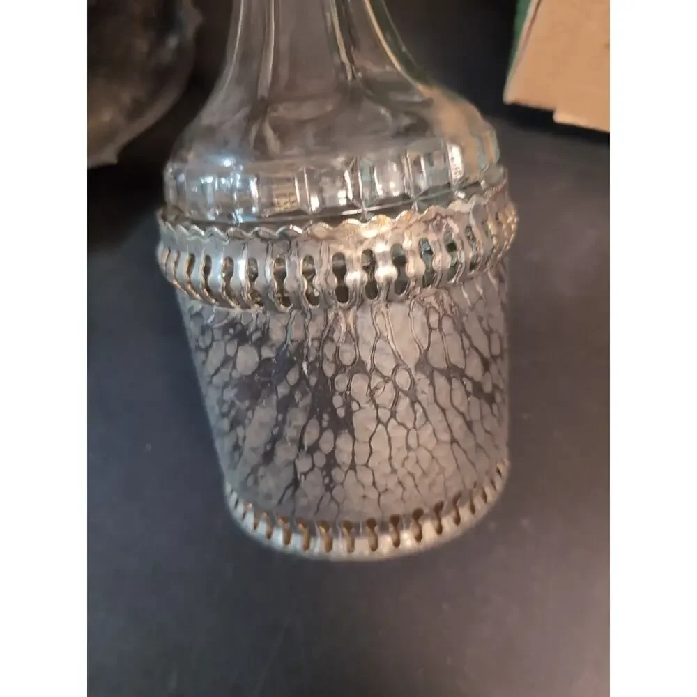 Gales of Sheffield England Vintage Silver Plate Crystal Glass Decanter Bottle